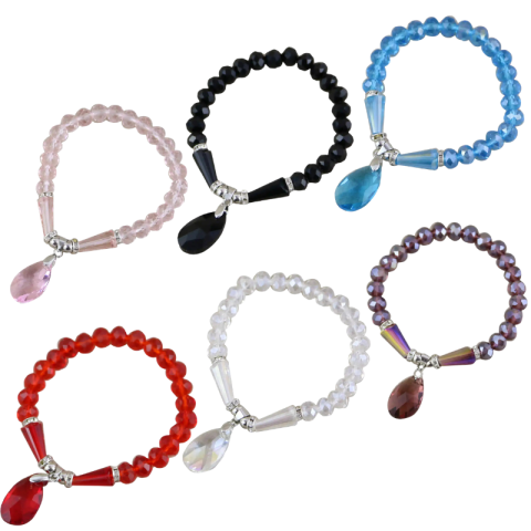 Accesorii personale și beauty - Bratara elastica din margele sidefate si pandativ diverse culori