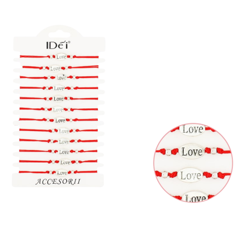 Accesorii personale și beauty - Bratara rosie cu snur Love 9.5 cm