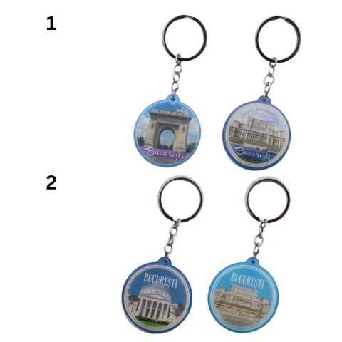 Breloc metalic doua fete Bucuresti 7x11 cm [1]