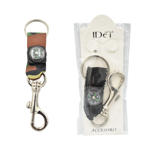 Noutăți Librăria Compas - Breloc cu busola si carabinera metalica diferite culori