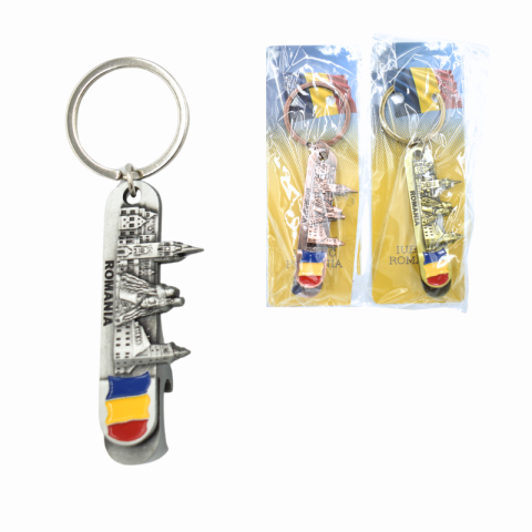 Casă și decorațiuni - Breloc cu desfacator metal Romania 6.5 cm culori diferite
