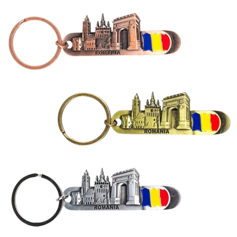 Brelocuri - Breloc metalic cu desfacator sticle 2x10 cm Romania