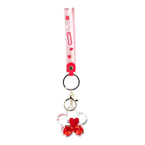 Casă și decorațiuni - Breloc din plastic in forma de floare cu inimi 6x21 cm