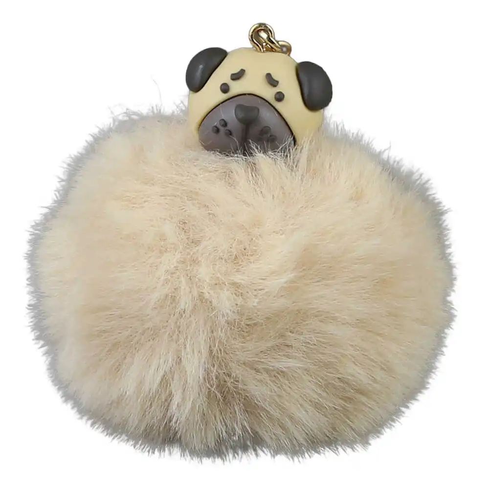 Breloc cu pompon pufos catel 9 cm culori diferite [1]