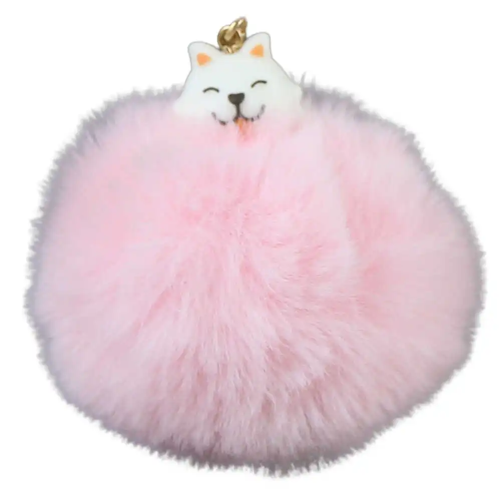 Breloc cu pompon pufos catel 9 cm culori diferite [3]
