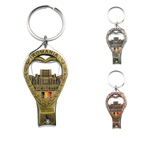 Brelocuri - Breloc metalic cu unghiera Bucuresti 4x10 cm