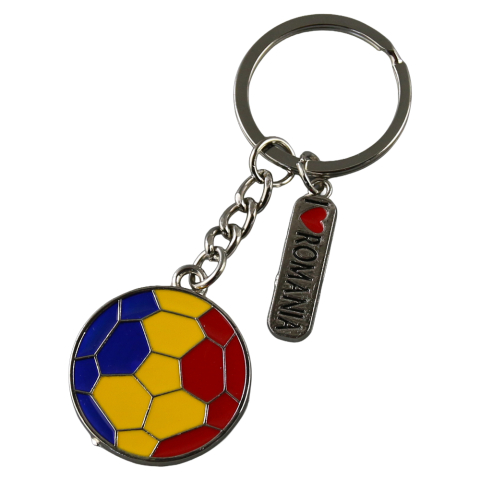 Noutăți Librăria Compas - Breloc din metal I love Romania minge de fotbal tricolor 3 x 9 cm