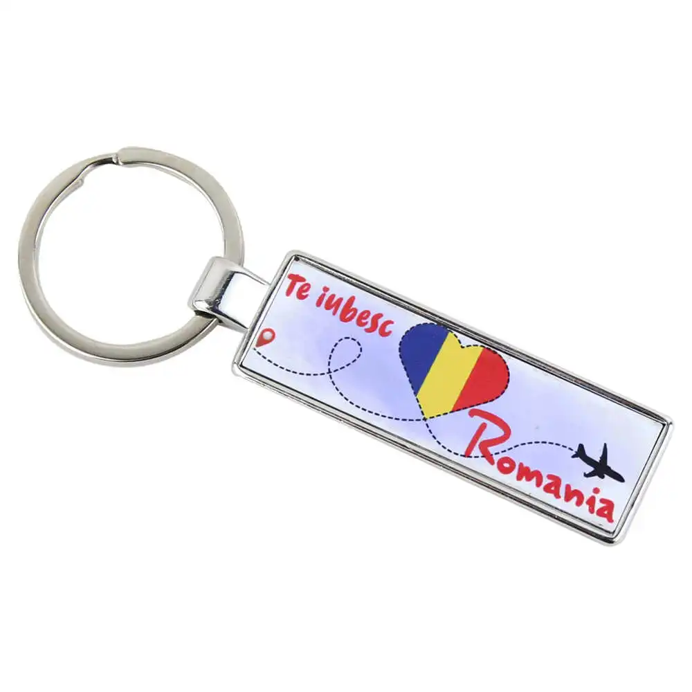 Casă și decorațiuni - Breloc din metal „Te iubesc Romania!” 9 cm