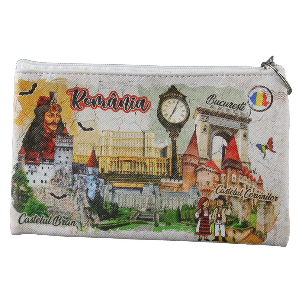 Casă și decorațiuni - Breloc tip gentuta suvenir Romania cu fermoar 17x10.5 cm
