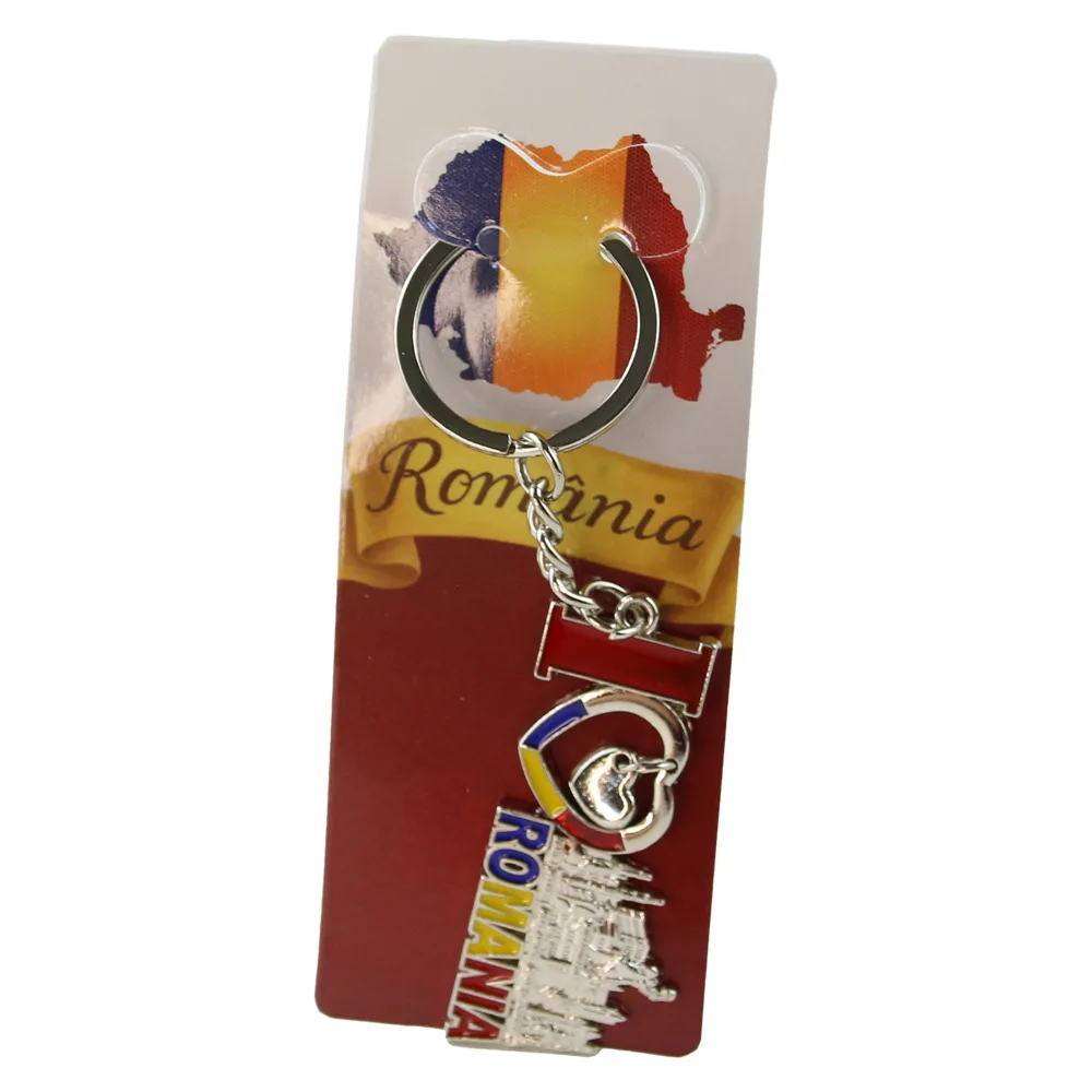 Breloc metalic I love Romania 3x12 cm [1]