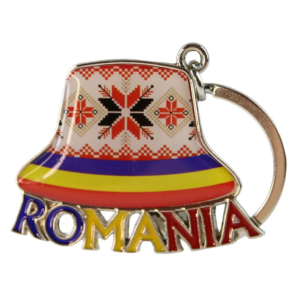 Casă și decorațiuni - Breloc metalic Romania 5x7 cm Palarie osan tricolor