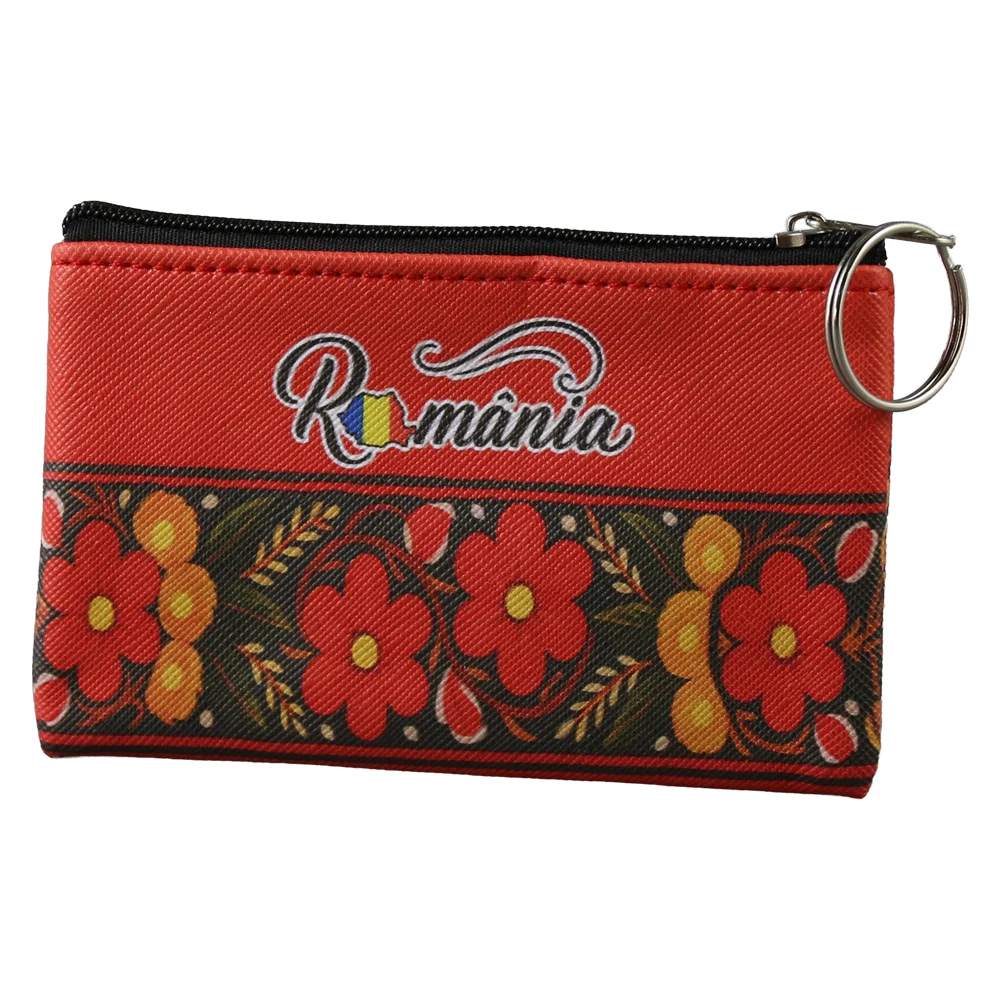 Casă și decorațiuni - Breloc tip portchei suvenir Romania 11.5x7 cm Motive florale