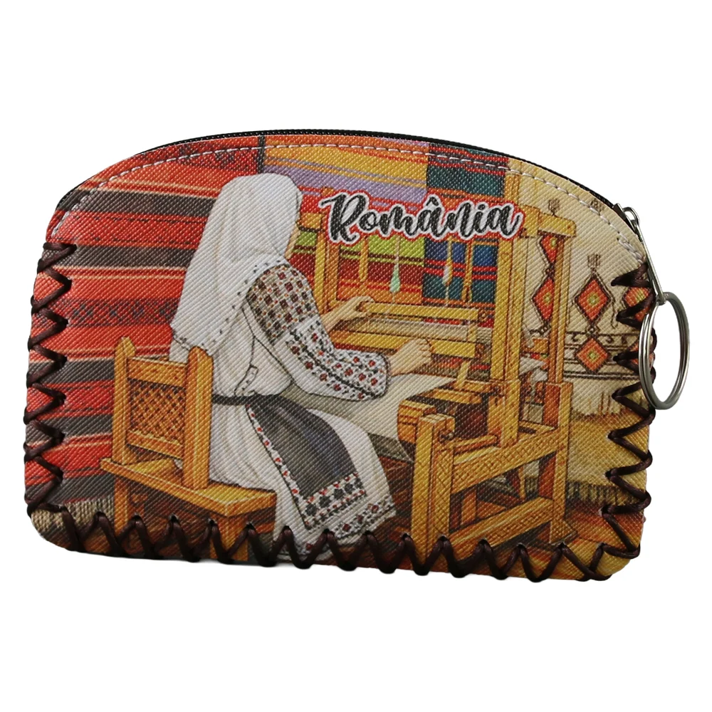 Casă și decorațiuni - Breloc tip portchei suvenir Romania 13.5x9 cm Tarancuta tesatoare