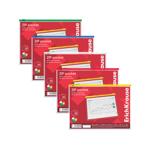 Noutăți Librăria Compas - Buzunar cu fermoar din PVC ErichKrause B6 transparent culori diferite de fermoar