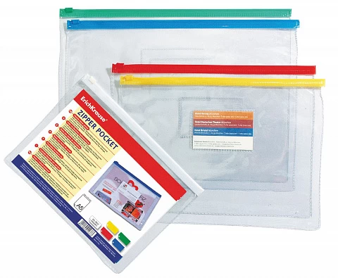 Organizare și arhivare - Buzunar din plastic cu fermoar a4 erich 2599