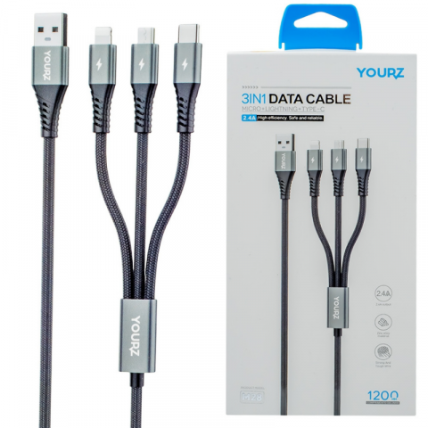Electronice și accesorii IT - Cablu de date si incarcare 3 in 1 2.4A