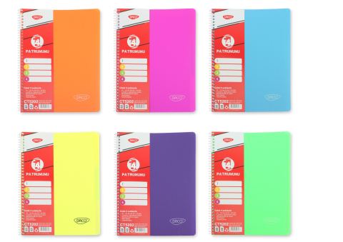 Caiete matematică - Caiet A4 120 file 4 subiecte coperta plastic spira Daco