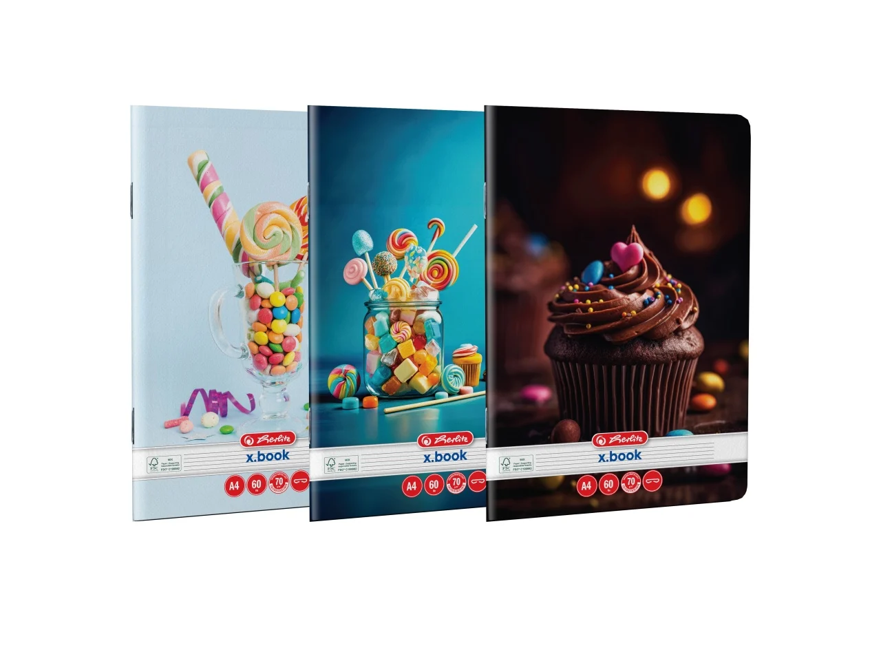 Caiete dictando - Caiet A4 60 file dictando motiv Cupcakes Herlitz