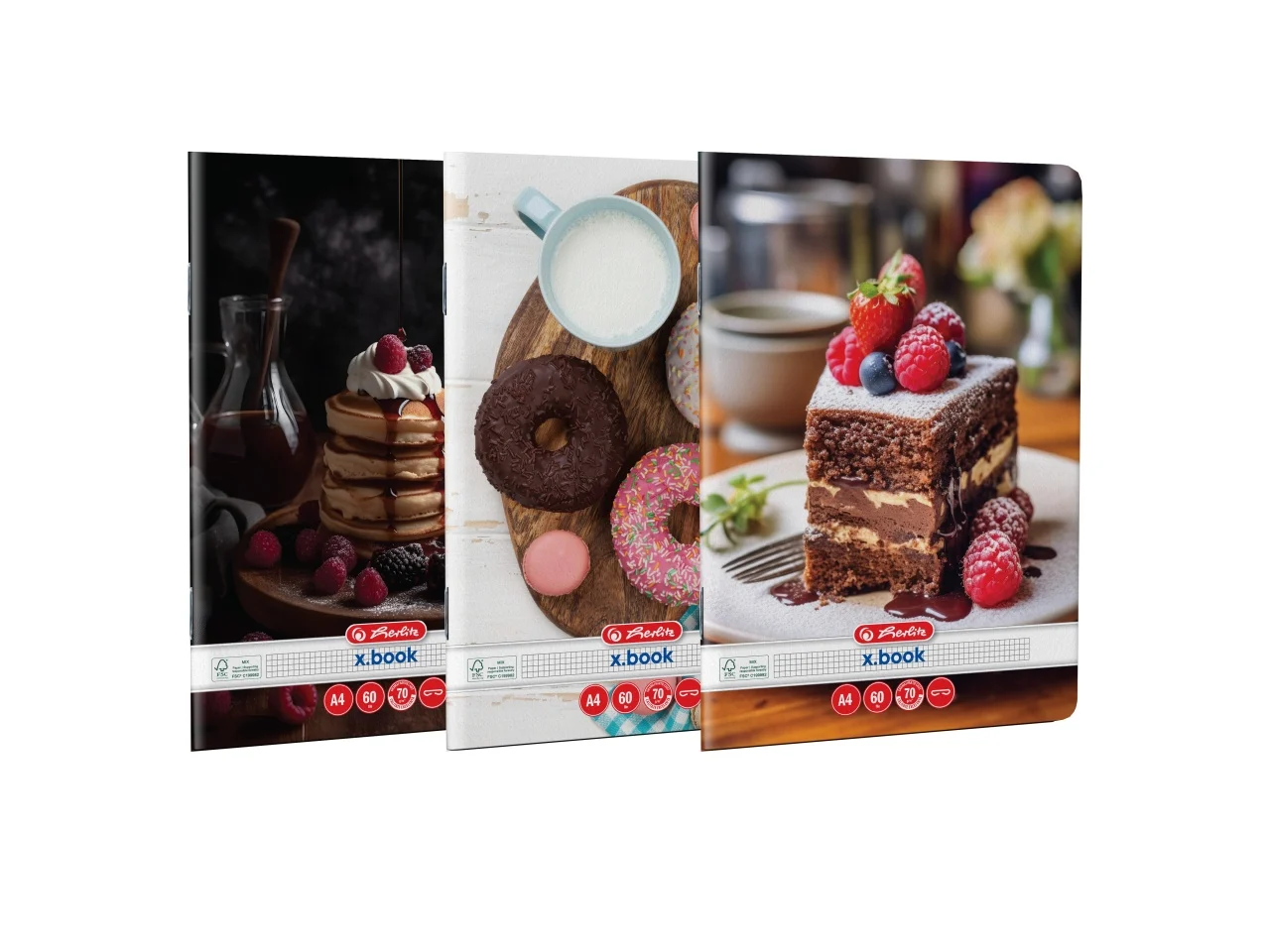 Caiete școlare și hârtie - Caiet A4 60 file patratele motiv Cupcakes Herlitz