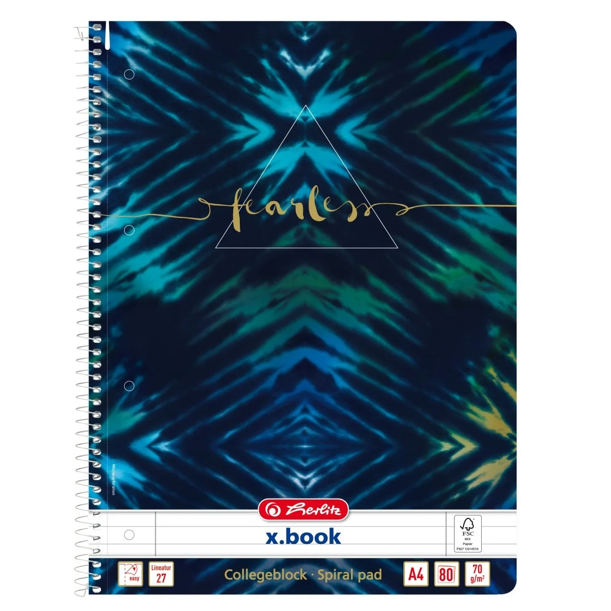 Caiete dictando - Caiet A4 80 file cu spira dictando New Batik Fearless Herlitz