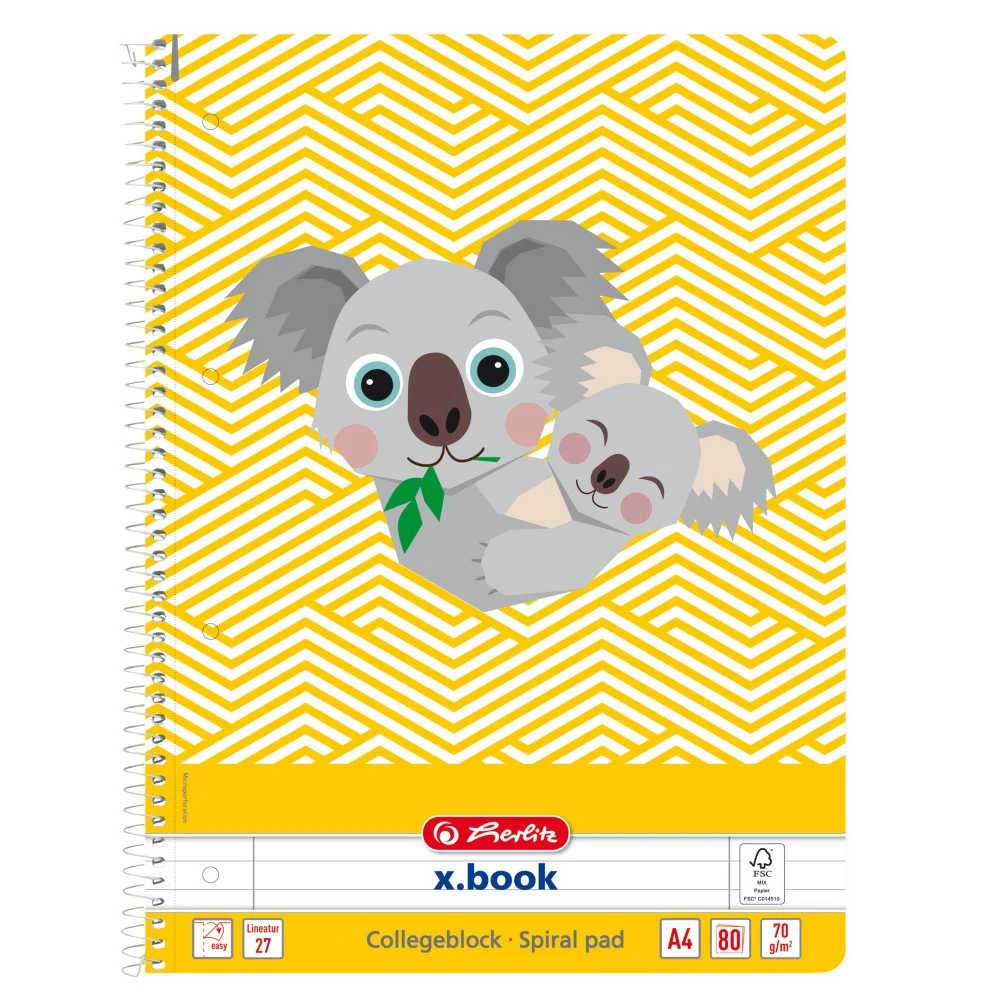 Caiete dictando - Caiet A4 80 file spirala dictando Cute Animals Koala Herlitz