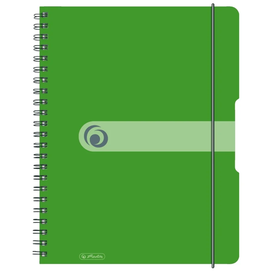 Caiete școlare și hârtie - Caiet A4 80 file spirala elastic matematica verde Herlitz