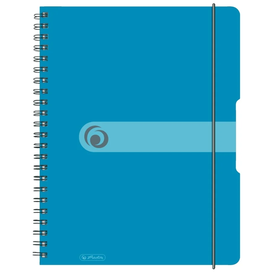 Caiete școlare și hârtie - Caiet A4 80 file spirala elastic matematica albastru transparent Herlitz