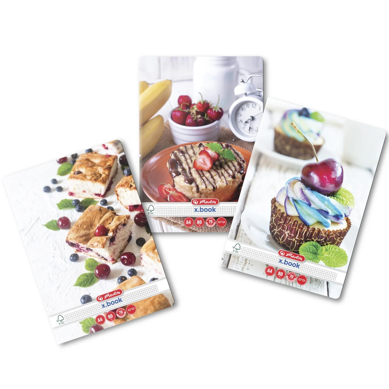 Caiete școlare și hârtie - Caiet A4 patratele 80 file motiv Cupcakes