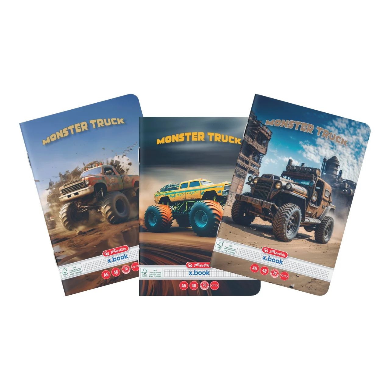 Caiete școlare și hârtie - Caiet A5 48 file matematica Monster Truck Herlitz