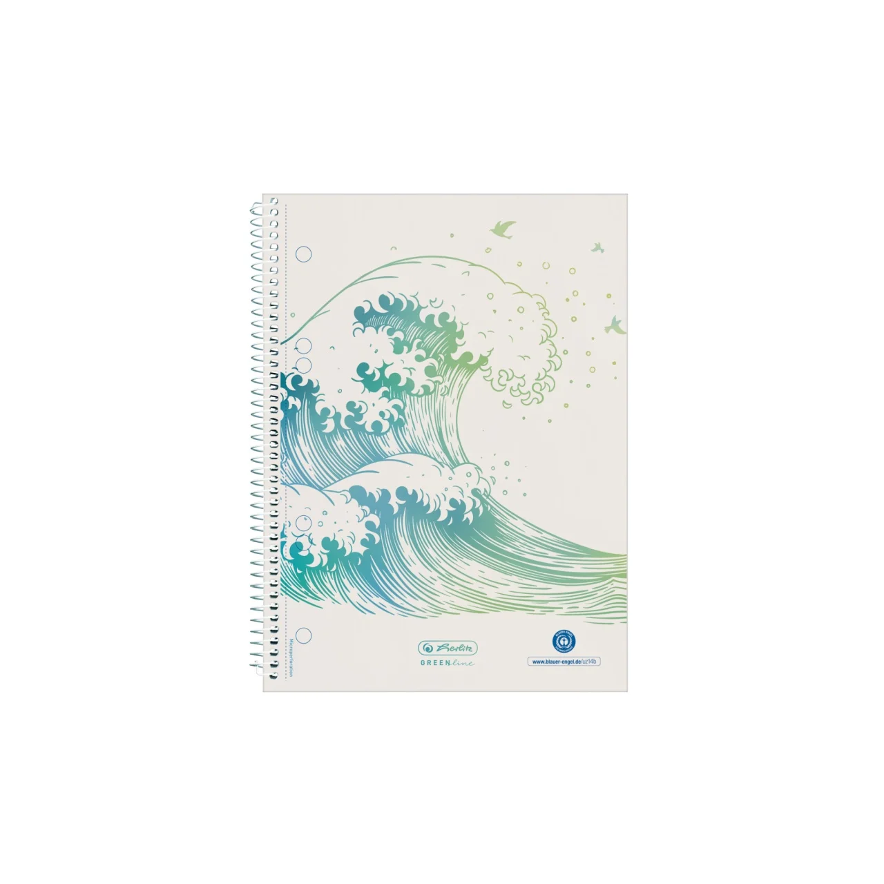 Caiete școlare și hârtie - Caiet A5 70 file spirala matematica Wave GREENline Herlitz
