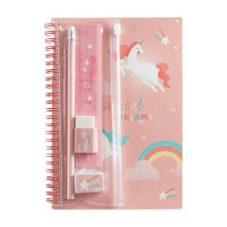 Agende nedatate - Set caiet A5 si accesorii Miquelrius Magical Dreams unicorn