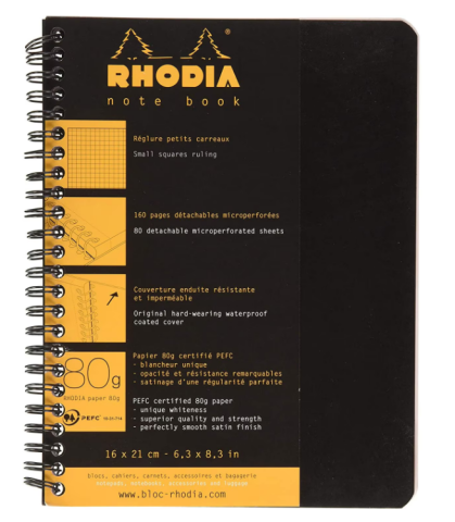 Caiete școlare și hârtie - Caiet A5+ cu spira matematica 80 file 80 g/mp Rhodia Classic