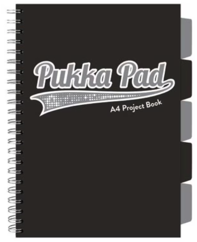 Caiete școlare și hârtie - Caiet matematica Pukka Pad Project Book A4 negru 100 file 30 x 21 cm