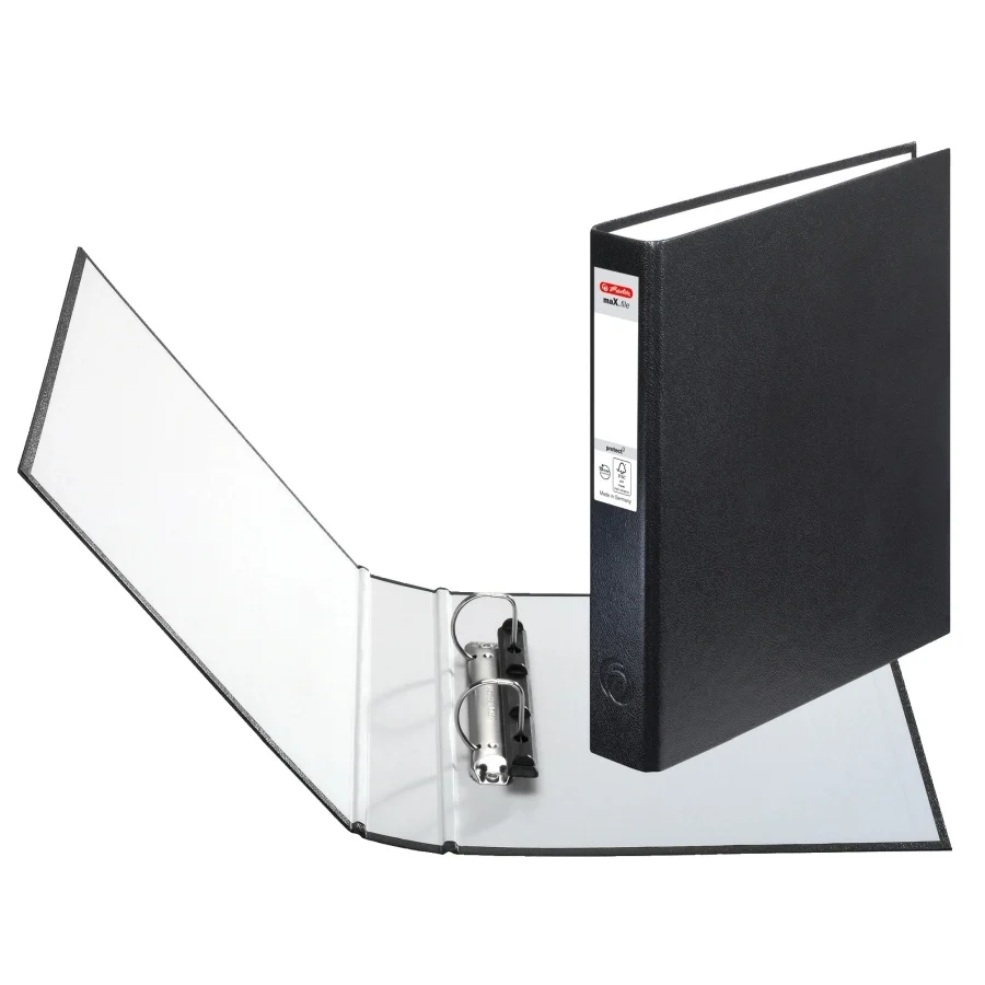 Bibliorafturi - Caiet mecanic A5 2 inele negru Herlitz