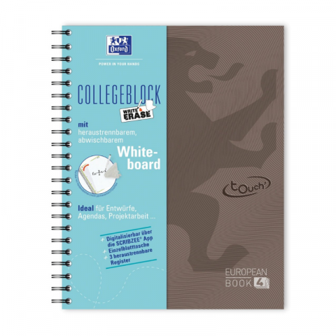 Rechizite școlare - Caiet organizator Oxford Touch Project Book A4+ 120 file spira dubla, maro