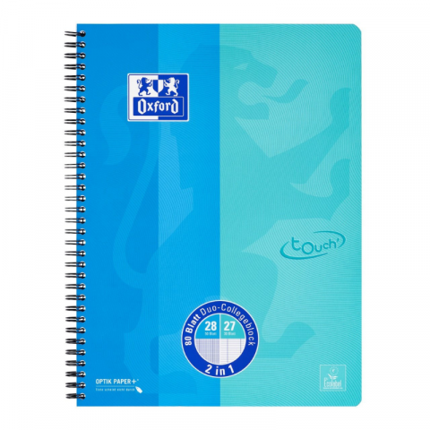 Rechizite școlare - Caiet Oxford Touch Duo A4+ 80 file spira dubla dictando+patratele