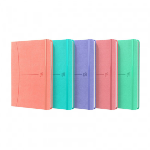 Caiete dictando - Caiet premium cu elastic Oxford Signature A5 80 file dictando, diverse culori pastel