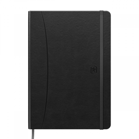 Papetărie și articole din hârtie - Caiet premium cu elastic Oxford Signature, A5 80 file, hartie Optik 90g/mp, scribzee, dictando, negru