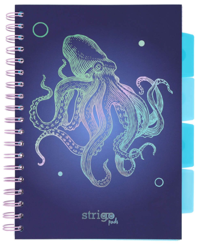 Caiete școlare și hârtie - Caiet matematica B5 Strigo Pads Project Book Caracatita navy blue 100 file