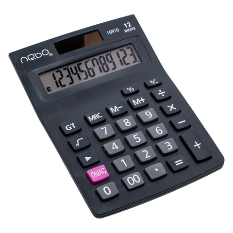 Calculator 12 digiti cu baterii si incarcare solara negru Nebo [2]