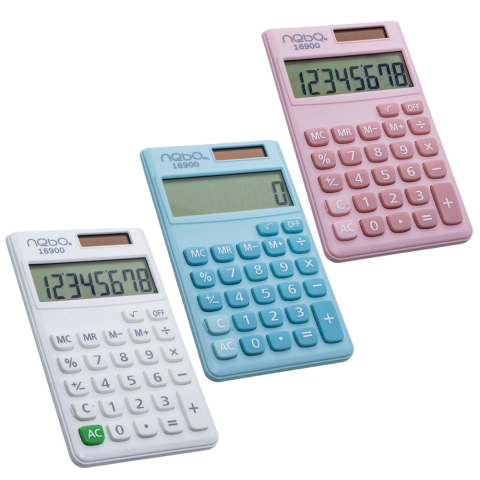 Calculatoare de birou - Calculator 8 digiti cu baterii si incarcare solara 7x1x12 cm Nebo culori diferite