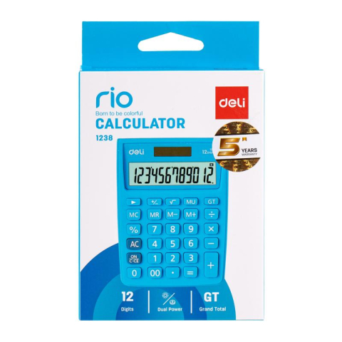Calculator birou 12 digits alb-albastru 1238 Deli [1]