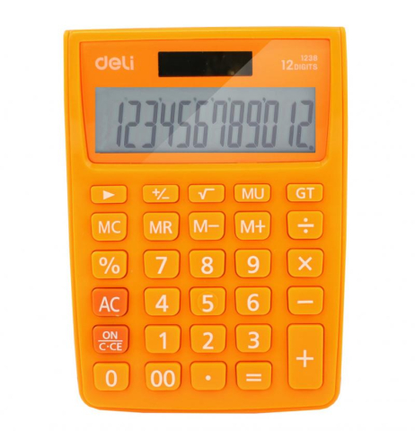 Calculatoare de birou - Calculator birou 12 digits alb-portocaliu 1238 Deli