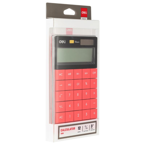 Calculator birou 12 digits modern rosu Deli [2]