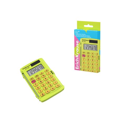 Noutăți Librăria Compas - Calculator buzunar 8-Digit ErichKrause PC-103 Neon galben
