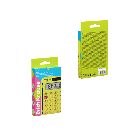 Calculator buzunar 8-Digit ErichKrause PC-103 Neon galben [3]