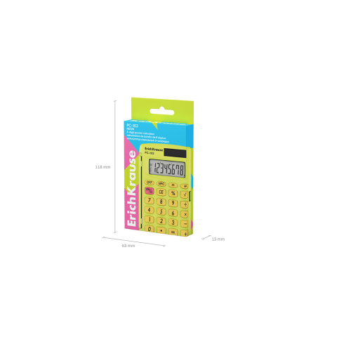 Calculator buzunar 8-Digit ErichKrause PC-103 Neon galben [4]