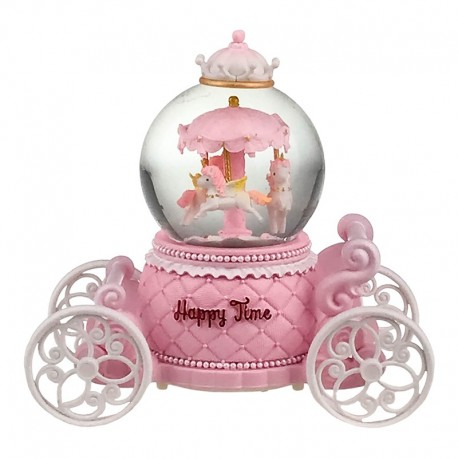 Casă și decorațiuni - Glob din sticla pe suport caleasca 17x14 cm
