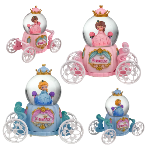 Casă și decorațiuni - Glob sticla pe suport in forma de caleasca 17x14 cm