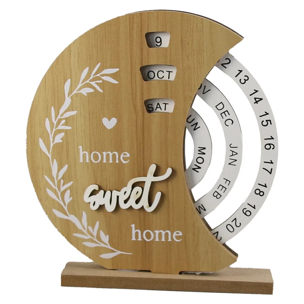 Casă și decorațiuni - Calendar perpetuu din lemn 18 cm „Home Sweet Home”